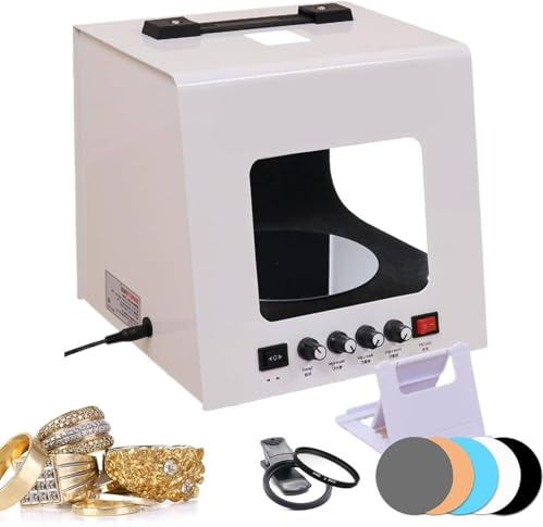 Jewelry Photography Light Box Kit - Mini Shooting Tent with 360° Rotating Turntable & 4 High-Color Rendering LEDs for Stunning Home Studio Jewelry Photography