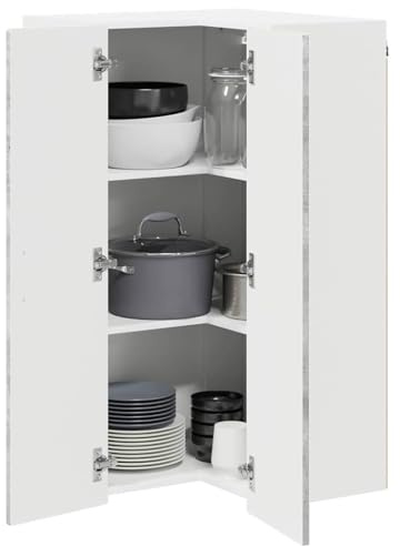 vidaXL Kitchen Wall Cabinet with Shelf Concrete Grey 57 x 57 x 100 cm, Contemporary Kitchen Unit, Modern Cabinet, Wall Storage Solutions, Minimalist Shelves, Functional Options