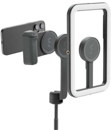 ShiftCam Travel and Creator Kit – MagSafe-Compatible Mobile Creator Bundle for iPhone and Android, Compact Phone Grip, Adjustable LED Light, Extendable Bluetooth Tripod for Vlogging - Creator Kit Pro