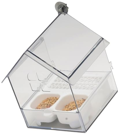 Jaula colgante que no se esparce con soporte para alimentos, contenedor de alimentación extraíble, diseño resistente a salpicaduras, accesorio para jaula de pájaros que ahorra espacio.