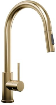 PRIMAGRAN Robinet de cuisine 9010 Doré avec deux types de jet, Robinet haute pression, Robinet de cuisine pivotant à 360° avec bec rétractable