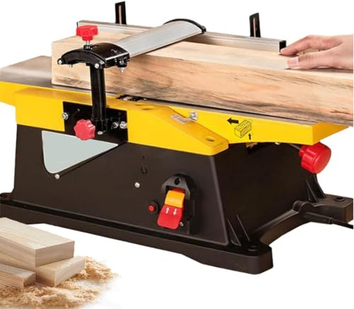 Benchtop Jointer and Planer - 1800W Heavy Duty Electric Wood Planer with 12000 RPM, Adjustable 0-3mm Cutting Depth for Precision Woodworking and Thickness Planing