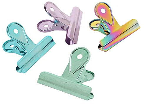 Stylebest Påsklämmor Set med 4, Färgglada Järnspånklämmor för Att Säkra Mat och Dokument Hemma eller i Skolan, Hållbara och Praktiska 3,8 X 5,3 X 6, Cm