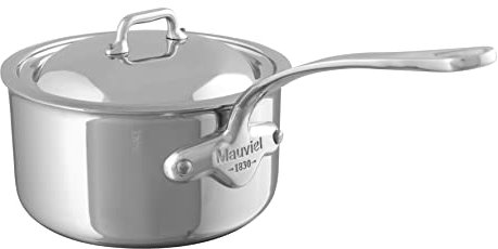 Mauviel Made in France M'Cook 5 Ply Stainless Steel 5210.21 3.7 Quart Saucepan with Lid, Cast Stainless Steel Handle
