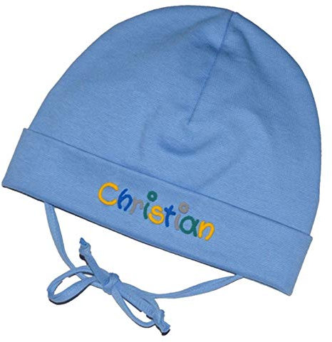 Babymütze mit Namen für Jungen und Mädchen, Farbe:hellblau, Größe:XS