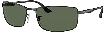 Ray Ban Unisex Sonnenbrille RB3498, Gr. X-Large (Herstellergröße: 64), Schwarz (Gestell: Schwarz, Gläser: Grün Klassisch 002/71)