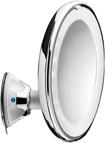 MACOM Sensation 224 SwinGo Specchio con ventosa cosmetico Ingranditore 10X con Luci led ottimo per trucco e make up.