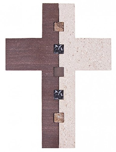 MaMeMi Steinkreuz: Kalkstein+CoffeStone+Einlagen 22cm