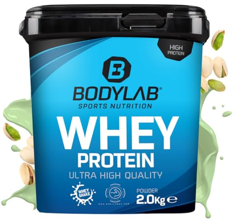 Bodylab24 Whey Protein Powder Pistacho 2kg, polvo rico en proteína para músculos más fuertes, la proteína de suero puede promover la construcción de músculo, con 80% de proteína, sin aspartamo
