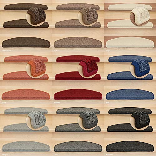Kettelservice-Metzker Stufenmatten Treppen-Teppich Ariston | Halbrund 65x24cm Trittfläche, Dunkelgrau 10 Stück