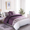 WONGS BEDDING Juego de Funda nórdica púrpura Juego de Cama tamaño 3 Piezas Reversible Juego de edredón Cubierta Moderna Convallaria patrón 2 Fundas de Almohada 220x230cm