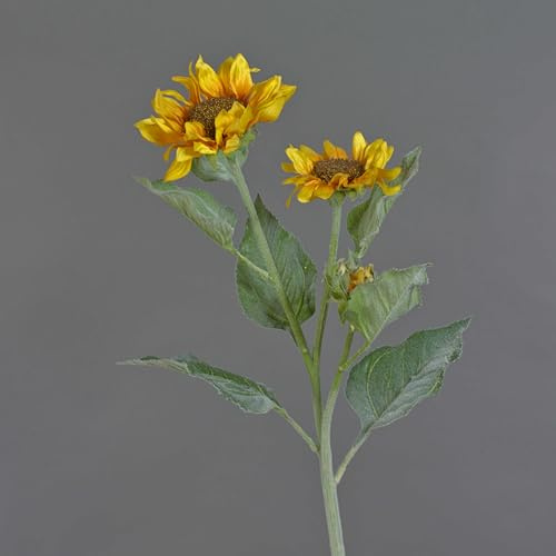 artplants.de Künstliche Sonnenblume Lupita, 2 Blüten, gelb, 85cm, Ø 12-15cm - Sommerblume - Künstliche Blume