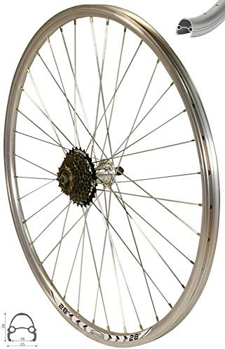 Redondo 28 Zoll Hinterrad Laufrad Hohlkammer Felge QR Silber + 7 Fach Kranz