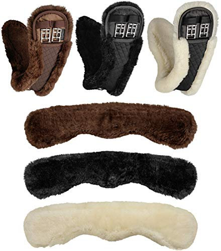 Equinate Mondgurt anatomisch echt Lammfell Kurzgurt Sattelgurt Dressurgurt Länge: 50 cm Natur