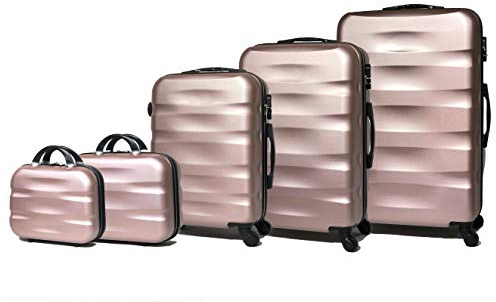CELIMS Französische Marke – Set mit 5 Koffern aus festem Material, Roségold (5806), Lot