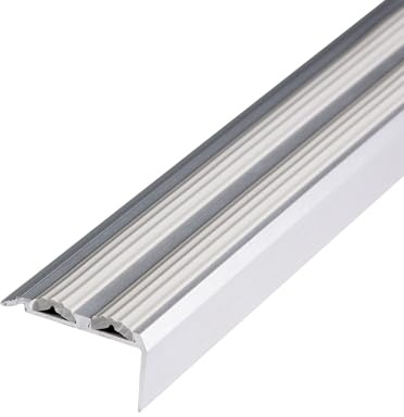 Floordirekt Treppenkantenprofil Alu - Bohren oder Kleben - Powergrip - Doppelgummi - grau 100 cm