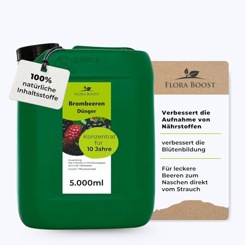 Konfitee Brombeeren Dünger Flora Boost 5000ml I Für bis zu 1000L Gießwasser I Obst- & Beerendünger für Brombeeren I Flüssiger Blatt- & Wurzeldünger I 100% natürlicher Pflanzendünger