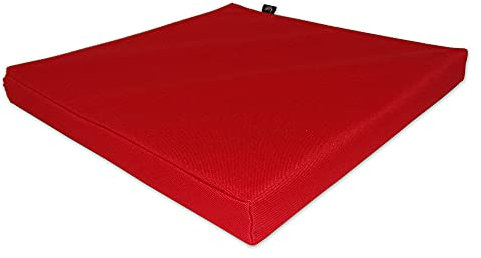 Set mit 2 roten wasserdichten Sitzkissen für Garten/Terrasse, abnehmbarer Bezug, 40 x 40 x 4 cm, handgefertigt in Großbritannien