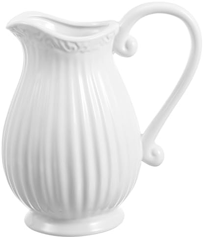 Happyyami Vaso in Ceramica Bianco Stile Nordico Minimalista a Forma di Brocca, Decorativo per Arrangiamento Floreale, per Casa e Ufficio,