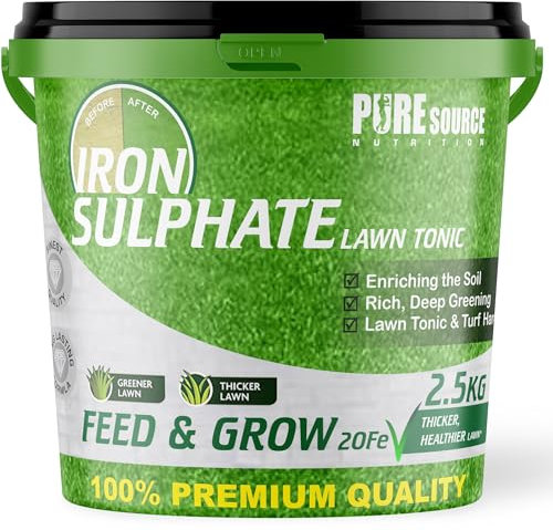 PSN 2.5KG PREMIUM Iron Sulphate (Makes up to 2500L When Diluted & Covers up to 2500m2) Pure Lawn Tonic Ferrous Sulphate of Iron Lawn Conditioner and Turf Hardener Dry Powder easily soluble in water