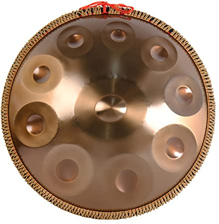 JTYX Handpan Drum 22 Zoll Schlaginstrument Handtrommel aus Stahl mit weicher Handpantasche, 2 Handpanschlägel, Handpanständer, fusselfreiem Tuch – 9/10/12 Noten (optional)