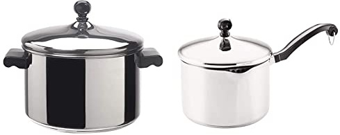 Farberware Classic Stainless Steel 4-Quart Covered Saucepot - - Silver & Classic Stainless Steel 3-Quart Covered Straining Saucepan - - Silver
