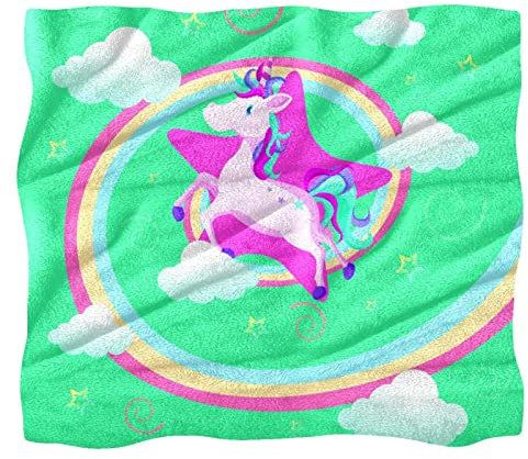 Fleece-Überwurfdecke für Couch, Sofa oder Bett, gemütliche, weiche Decken, Einhorn, Regenbogenblau, Himmel
