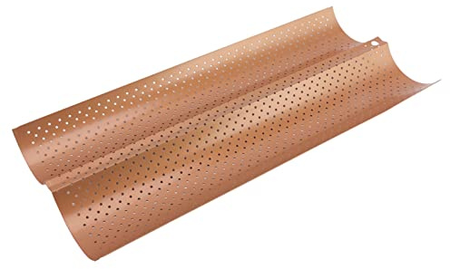 Molde para pan francés, Molde para hornear pan, Molde para baguette 2 ranuras Antiadherente Acero al carbono de grado alimenticio Diseño perforado Molde para hornear baguette francés para baguette cas