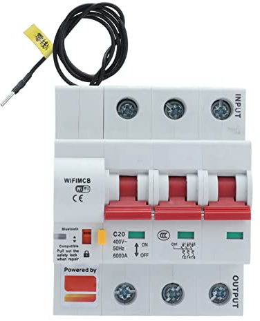 Naroote 3P Disjoncteur Intelligent AC 400V WIFI Disjoncteur Télécommande Interrupteur de Protection contre les Fuites (20A)