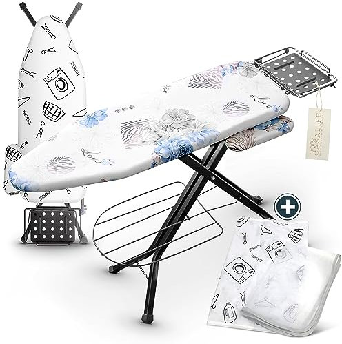 Casalife Bügelbrett mit Ärmelbrett 120x33 cm | Stabiler Bügeltisch für Bügeleisen, Dampfbügeleisen | hitzebeständiges Bügelbrett klappbar, platzsparend | Bügelbrett für Dampfbügelstation