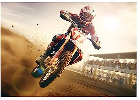 Fototapete Kinderzimmer Junge Motocross Motorrad - inkl. Kleister - für Kinder Jungs Vlies Tapete Wandtapete Vliestapete Motivtapeten Montagefertig (368x254 cm)