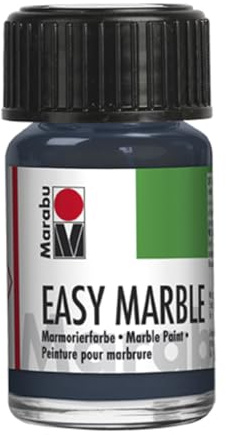 Marabu Easy Marble, Antracita Farbe 279, 15 ml Flasche – Marmorierfarbe für Bastelset & Kunstsets – Ideales Malgeschenk-Set für Erwachsene, ältere Kinder, Jungen und Mädchen, perfekt für Kunstbedarf