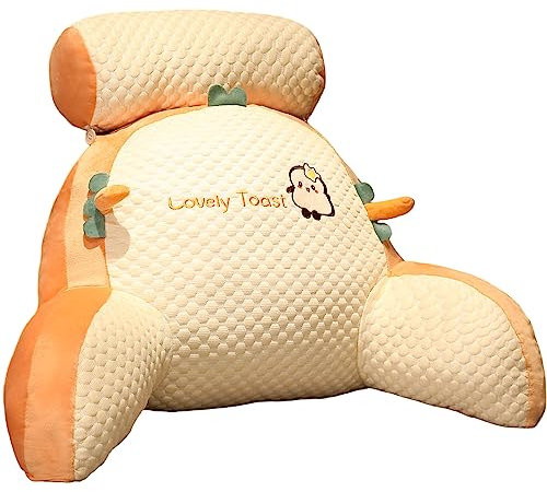 Reading Pillow 23.6×17.7×7.8in Comfortable Detachable Back Rest Pillow Cute 2 In 1Multifunctional Back Support Cushion for Reading Relaxing Watching TV Game (Toast)