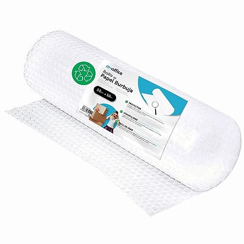 Luftpolsterfolie, recycelte Luftpolster folie, für Umzüge, Verpackungen und Boxen, Luftpolster folie für Verpackung, m-office (50 cm x 10 m, 1 Stück)