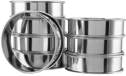 ZOENHOU 8 Stück Crumpet Ringe 8cm, Tortenring Backringe aus Edelstahl, Dessertringe, Kuchenring, Runde Muffinringe, Crumpets Ringe Rund, Förmchen für Kochen, Backen, Pfannkuchen, Silber, 2,5cm hoch