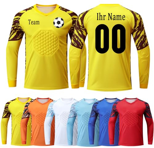 OPUTWDF Torwarttrikot Personalisiert für Kinder Erwachsene Benutzerdefiniert Tormann Trikot Kinder mit Namen Nummer Team Logo Torwarttrikot Fußballtrikot Geschenk