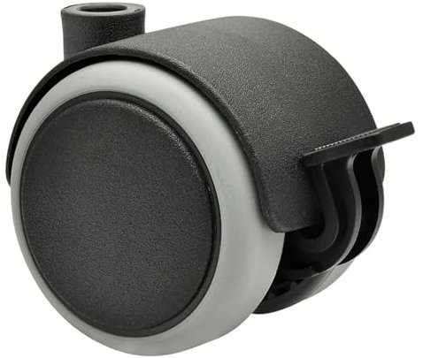 WAGNER 01172801 - Rueda doble para muebles (50 mm de diámetro, 55 mm de altura, con bloqueo, color negro, capacidad de carga de 50 kg)