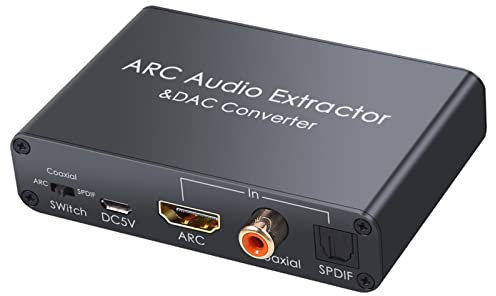NVYAZJ Convertitore DAC Audio da Digitale ad analogico, 192 KHz da Digitale ad analogico, estrattore Audio DAC HDMI-Arc, convertitore Ottico coassiale RCA da 3,5 mm, DTS AC3 Lossless 5.1