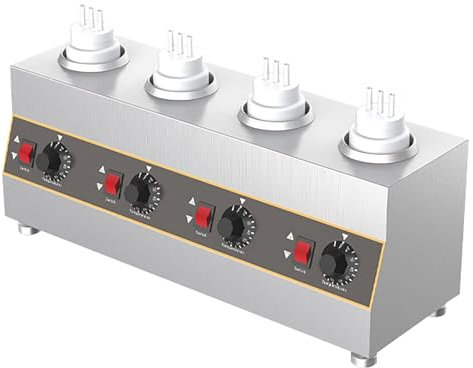 YOtat Electric Food Sauce Warmer Heater Commercial Jam Heat Preserving Machine Multifunction Topping Chocolate Butter Cheese Fondue Warmer with 4 Sauce Bottles for Catering and Restaurant
