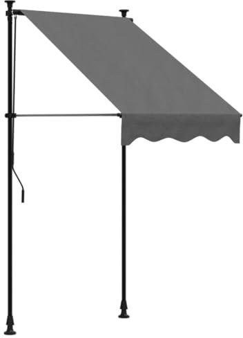 vidaXL Auvent Rétractable, Store avec Hauteur Réglable, Marquise Soleil de Balcon, Banne de Jardin Terrasse Patio, Anthracite 100x150 m Tissu et Acier