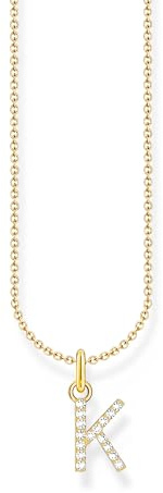 THOMAS SABO bokstav K guldpläterat silverhalsband med zirkoniumoxid KE2250-414-14