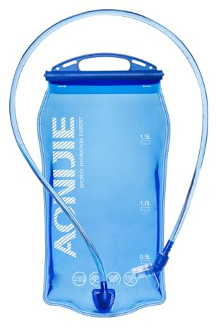 Azarxis Trinkblase 1L 1.5L 2L 3L BPA frei Trinksystem leichte Wasserblase mit Trinkschlauch auslaufsicher Trinkbeutel für Sport und Outdoor Trinrucksack (Blau - 1.5L)
