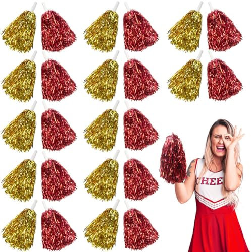Lovecheer Cheerleading-Pompons mit Griff, für Teamsport, Geisterspiele, Cheerleading-Training, metallisch, 24 Stück