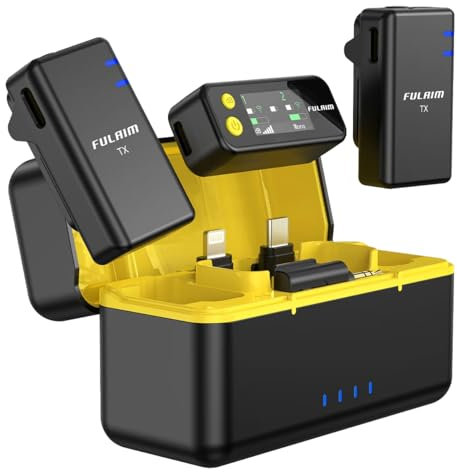 FULAIM X5M Lavalier Mikrofon Kabellos für iPhone Handy PC DSLR Kamera, Mini Mikrofon Wireless Ansteckmikrofon mit 4G On-Board-Aufnahme für Videoaufnahmen Podcast Streaming Interview YouTube TikTok