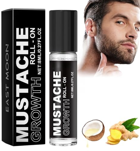 Beard Growth Serum Roller Ball, Mustache Growth, Beard Growth Oil, Beard Oil for Men Growth, Beard Thickener for Men Stimulate Beard Growth Promote Hair Regrowth, Moisturizes, Softens & Strengthens