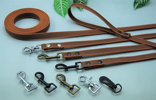Hundeleine Grip Cognak-Braun 7m x 20mm Schleppleine Fährtenleine (mit handschlaufe, Karabiner: Schwedenhaken (Schwarz))