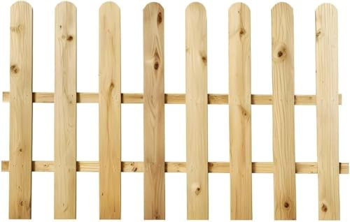 Picket Fence Panel |Natural Garden Wood Fence | Rounded Picket Pressure Treated Fence | Hand Built (1 (L) X 3 (H) Feet)