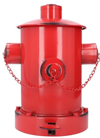 Fire Hydrant Trash Can Decorative, Vintage Trash Can Industrial Style Indoor Outdoor Trash Can Retro Outdoor Garbage Can Metal Trash Can with Inner Bucket for Home Kitchen Garden Bar (Red)