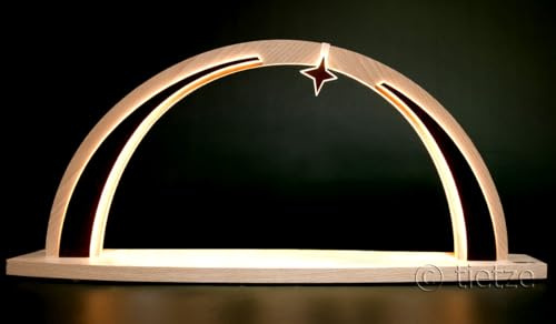 Tietze Erzgebirgsdesign LED Schwibbogen modern Wood, Natur unbestückt groß 57cm - Feine Handwerkskunst aus dem Erzgebirge