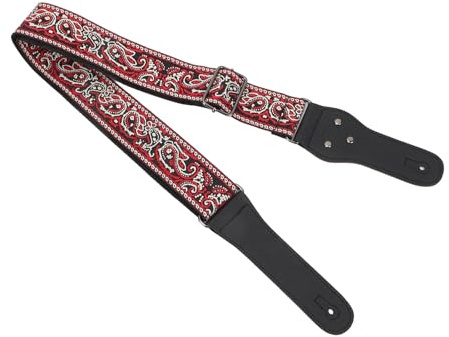 Gitarrengurt, Vintage-Stil, Gitarren-Schultergurt, verschleiß- und Rutschfest, Bestickter Gitarrengurt, Längenverstellbar, Breiter für Akustik- und E-Gitarren, Bass